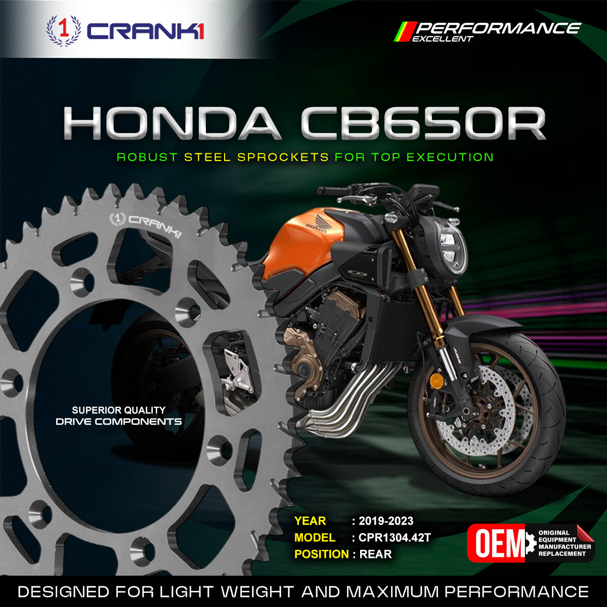 Sprocket For Honda CB650R (2019-2023) - Rear - CPR1304.42T