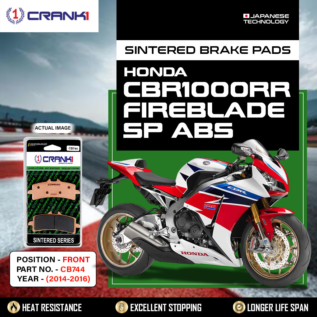 Sintered Brake Pads For Honda CBR1000RR Abs Fireblade SP (2014-2016) - Front - CB744 - 2 Sets