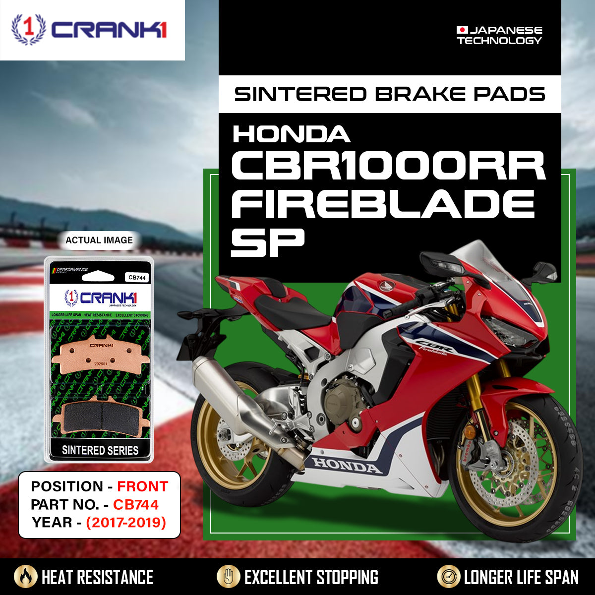 Sintered Brake Pads For Honda CBR1000RR Fireblade SP (2017-2019) - Front - CB744 - 2 Sets