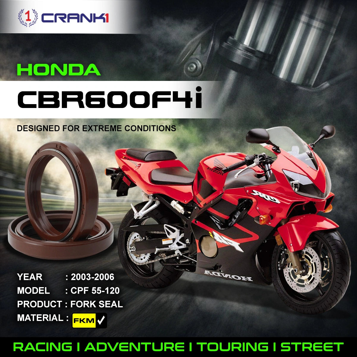 Fork Oil Seals Pair For Honda CBR600F4i (2003-2006) - CPF55-120