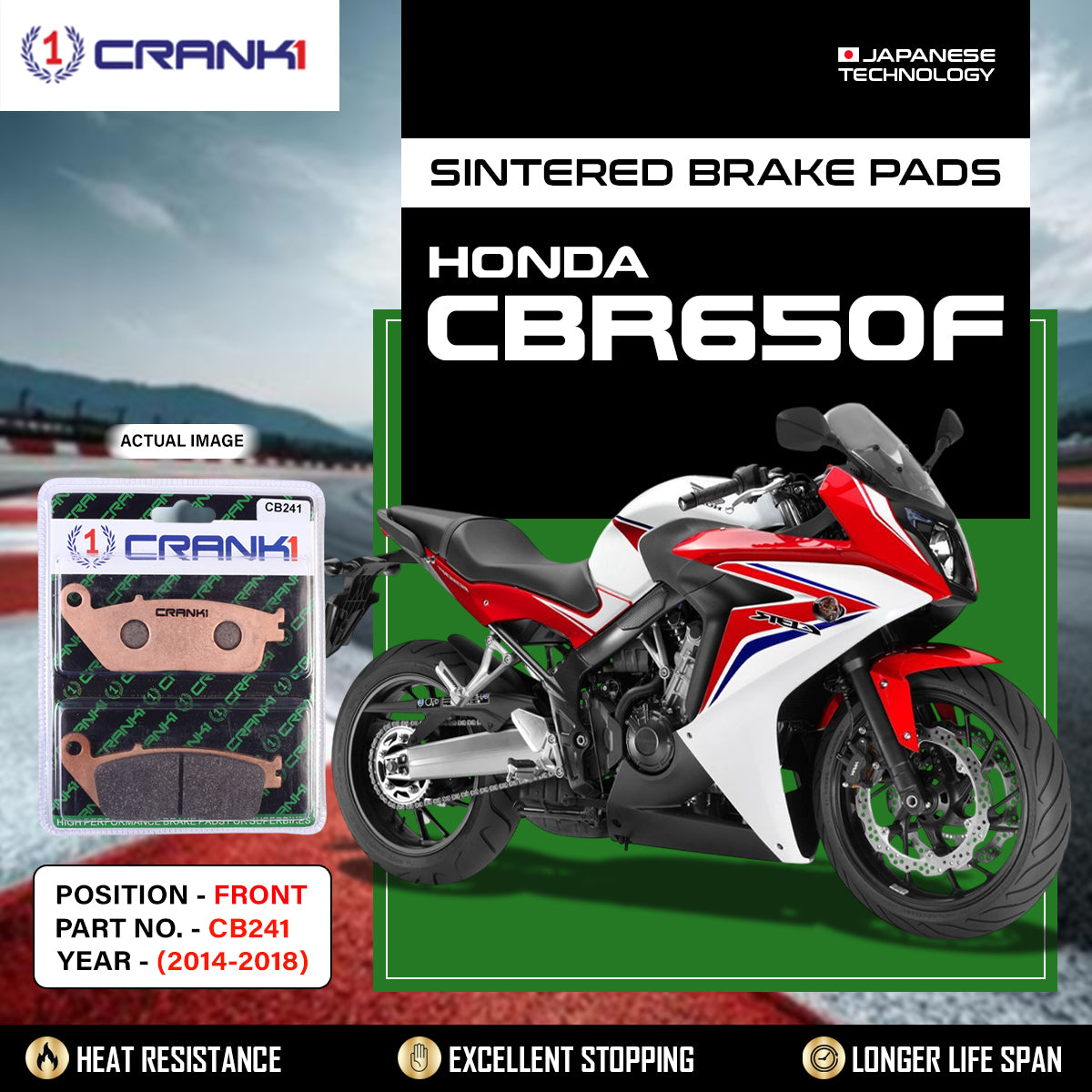 Sintered Brake Pads For Honda CBR650F (2014-2018) - Front - CB241 - 2 Sets Required