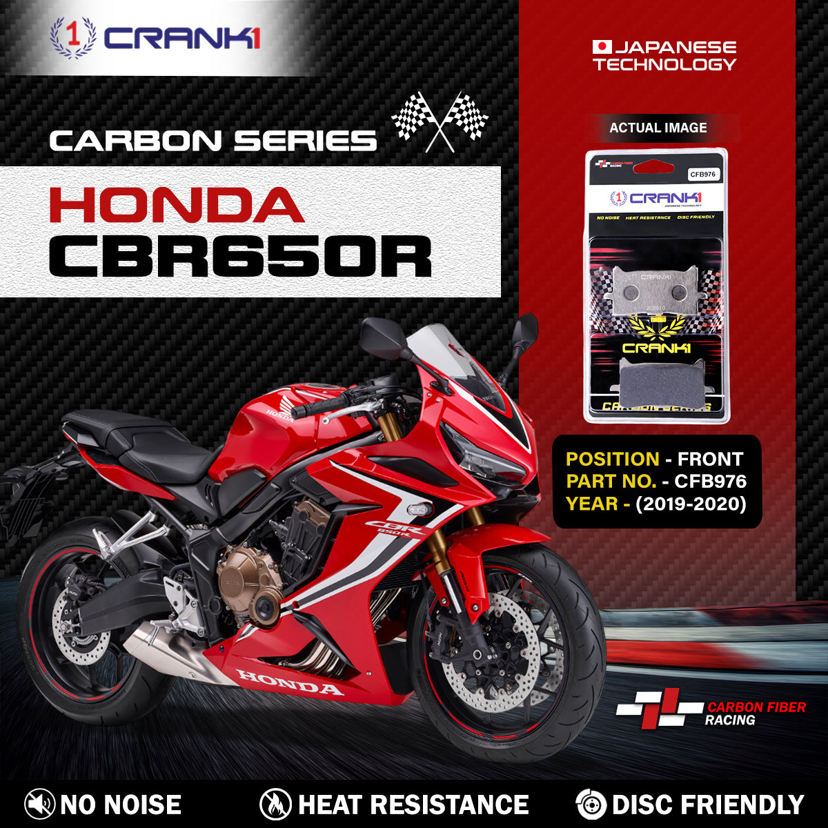 Carbon Brake Pads For Honda CBR650R (2019-2020) - Front - CFB976 - 2 Sets