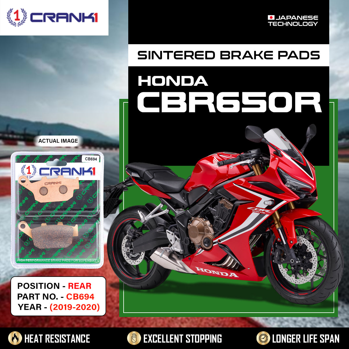 Sintered Brake Pads For Honda CBR650R (2019-2020) - Rear - CB694