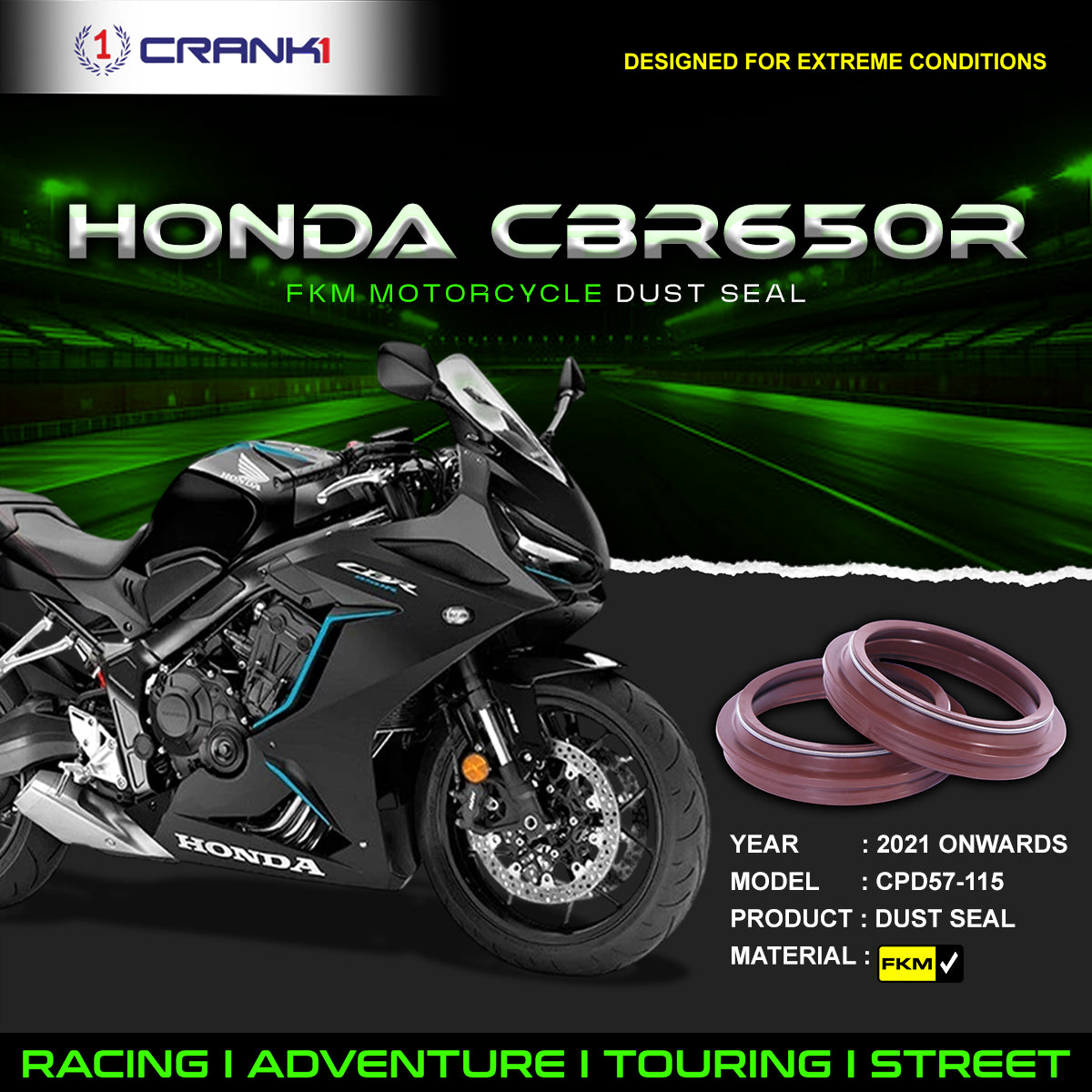 Fork Dust Seals Pair For Honda CBR650R (2021 Onwards) - CPD57-115