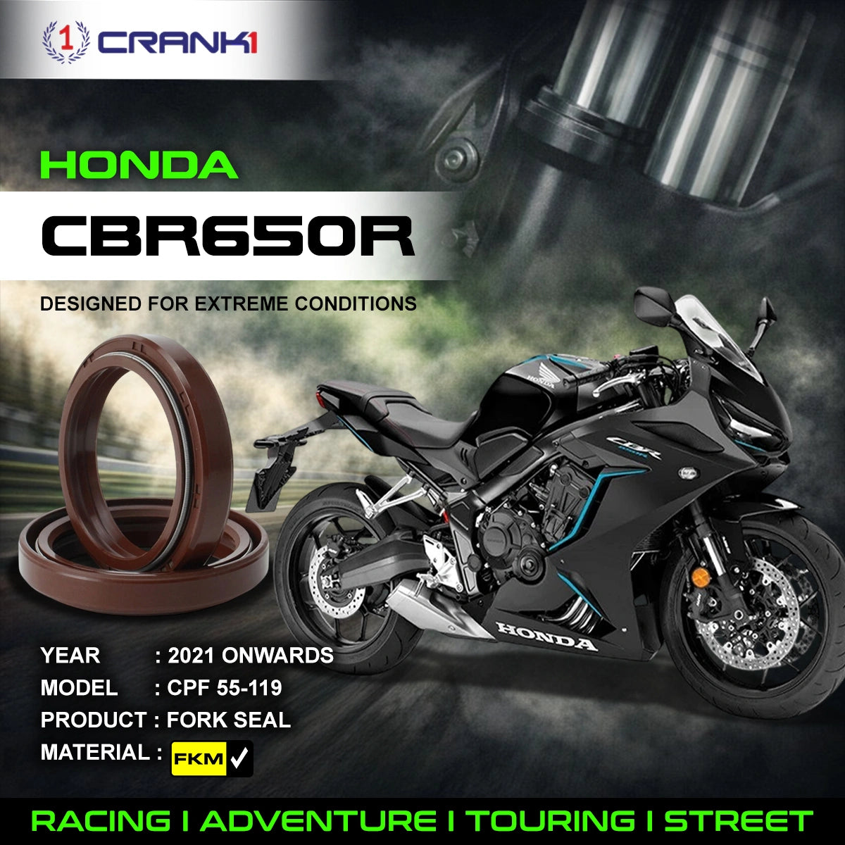 Fork Oil Seals Pair For Honda CBR650R (2021 Onwards) - CPF55-119