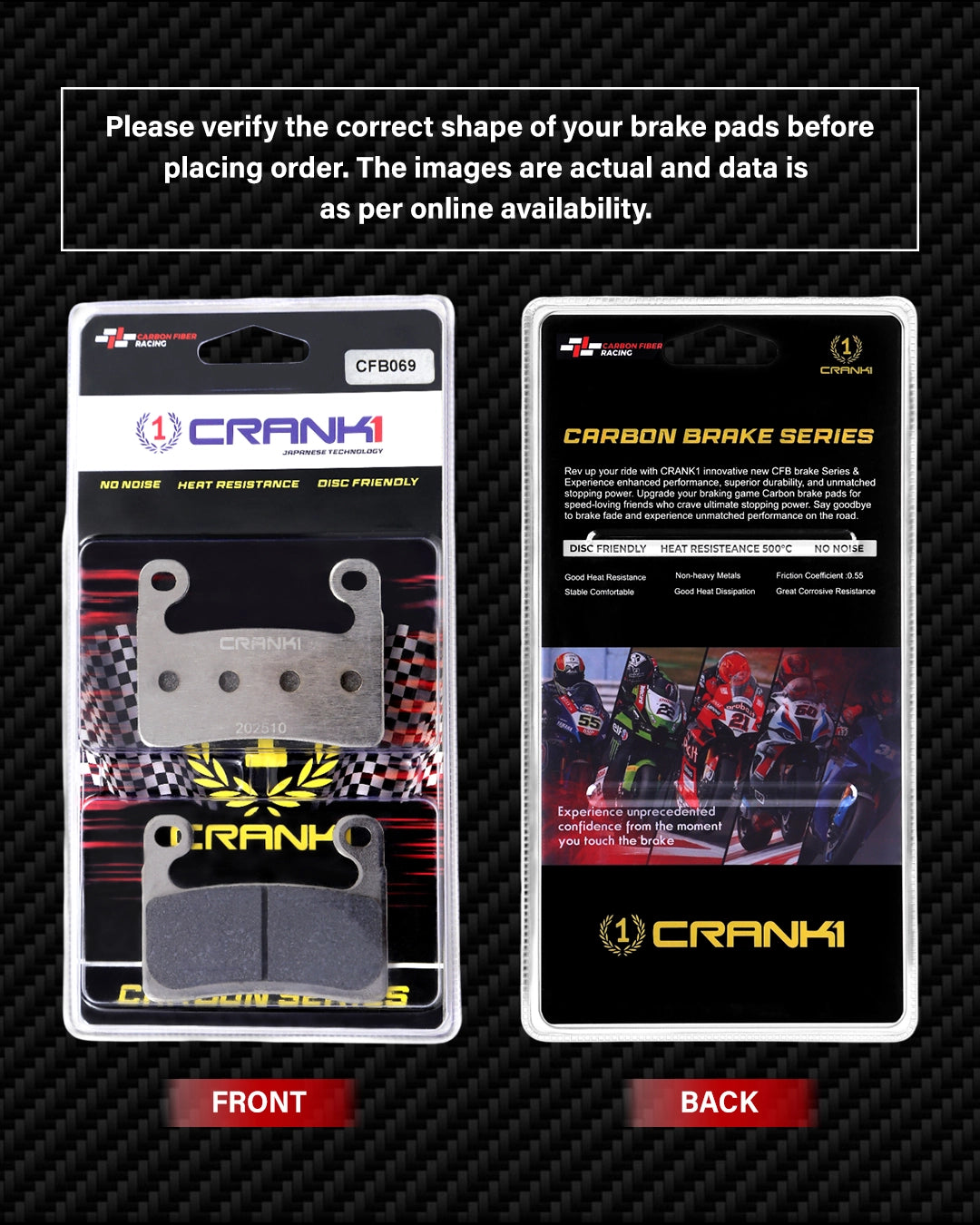 Carbon Brake Pads For BMW S XR (2020-2023) - Front - CFB069 - 2 Sets