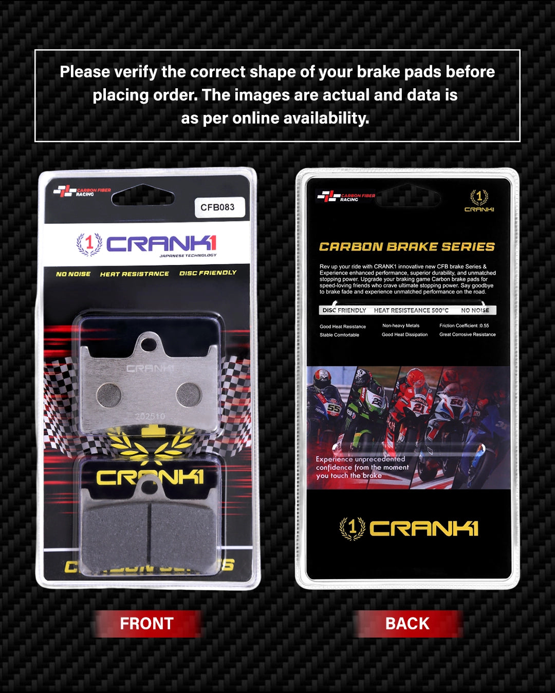 Carbon Brake Pads For Yamaha YZF-R6 (2004-2018) - Front - CFB083 - 2 Sets