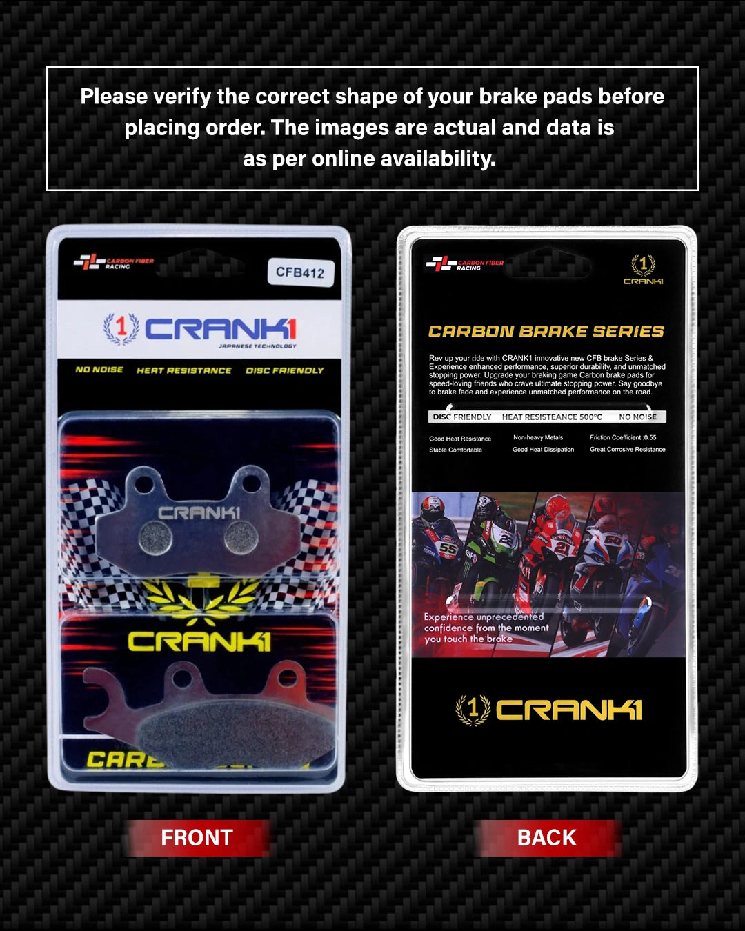 Carbon Brake Pads For Triumph Street Twin 900 (2019-2022) - Rear - CFB412