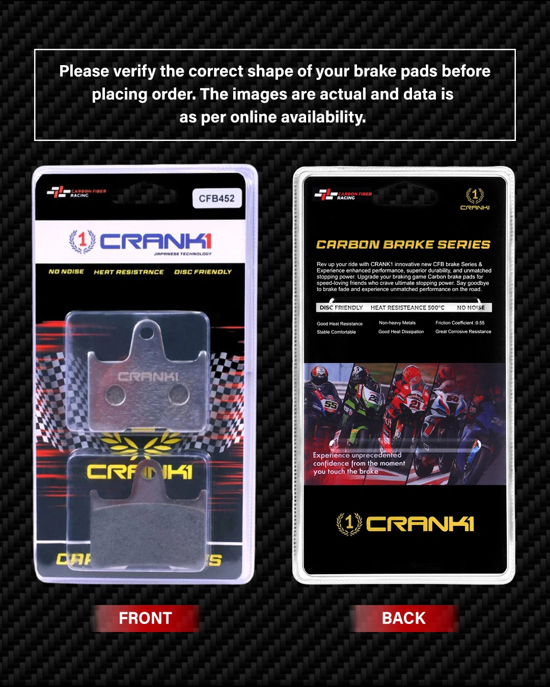 Carbon Brake Pads For Kawasaki Ninja ZX-14R (2014) - Rear - CFB452