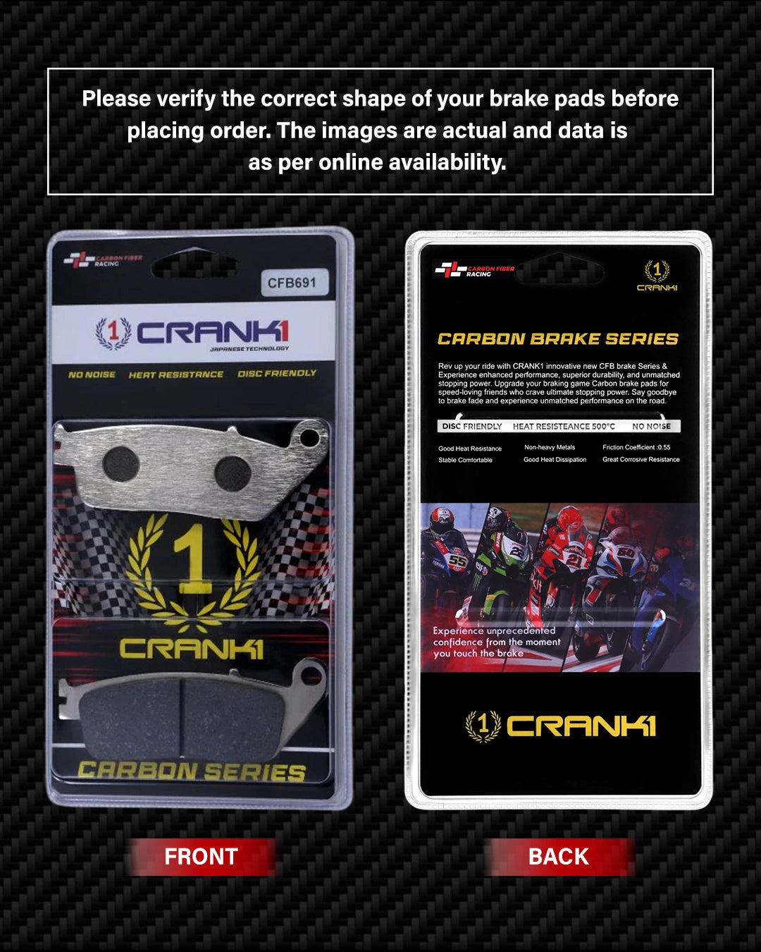 Carbon Brake Pads For Indian Chieftain / Dark Horse (2018-2019) - Front - CFB691