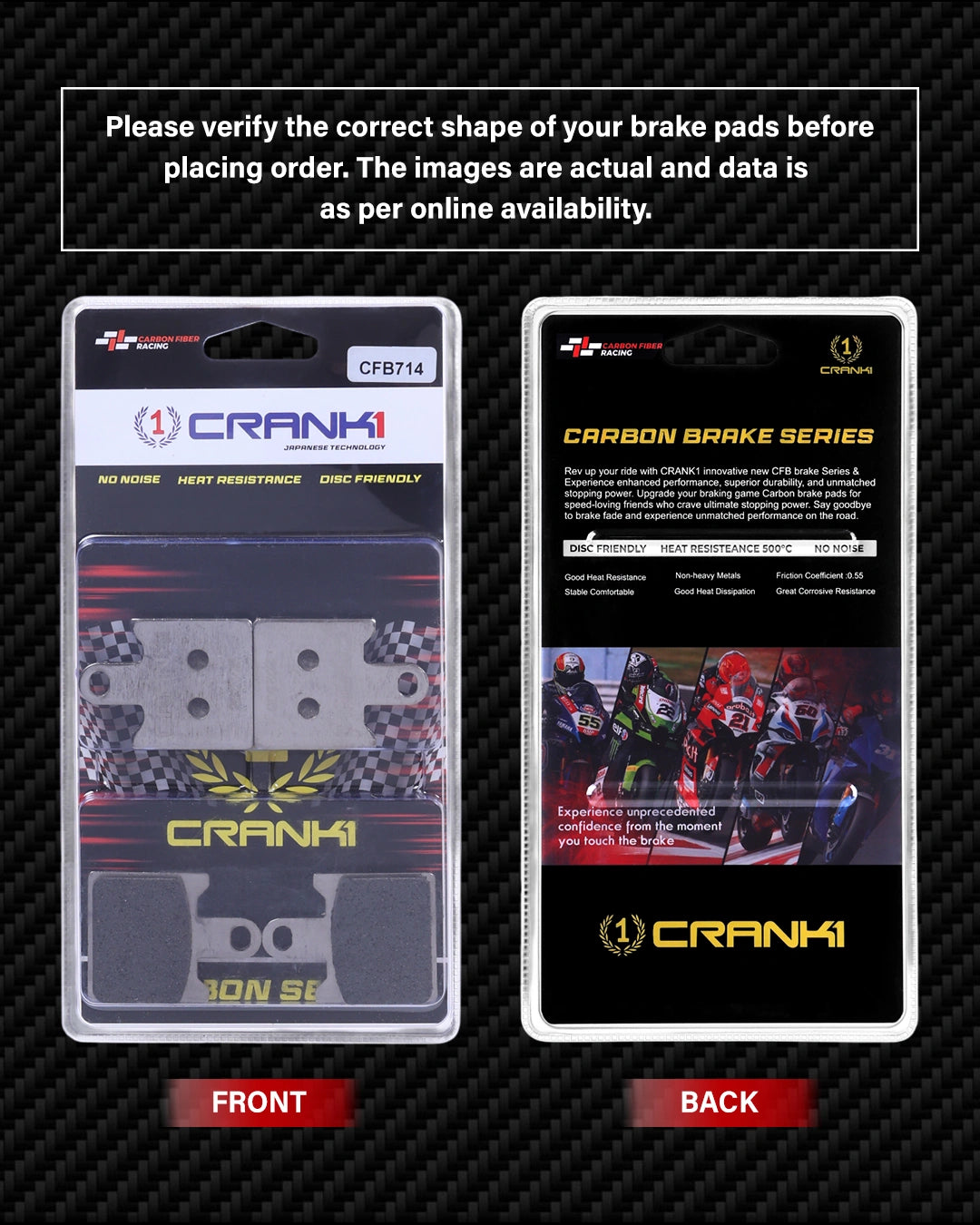 Carbon Brake Pads For Kawasaki Ninja ZX-14R (2021) - Front - CFB714 - 2 Sets