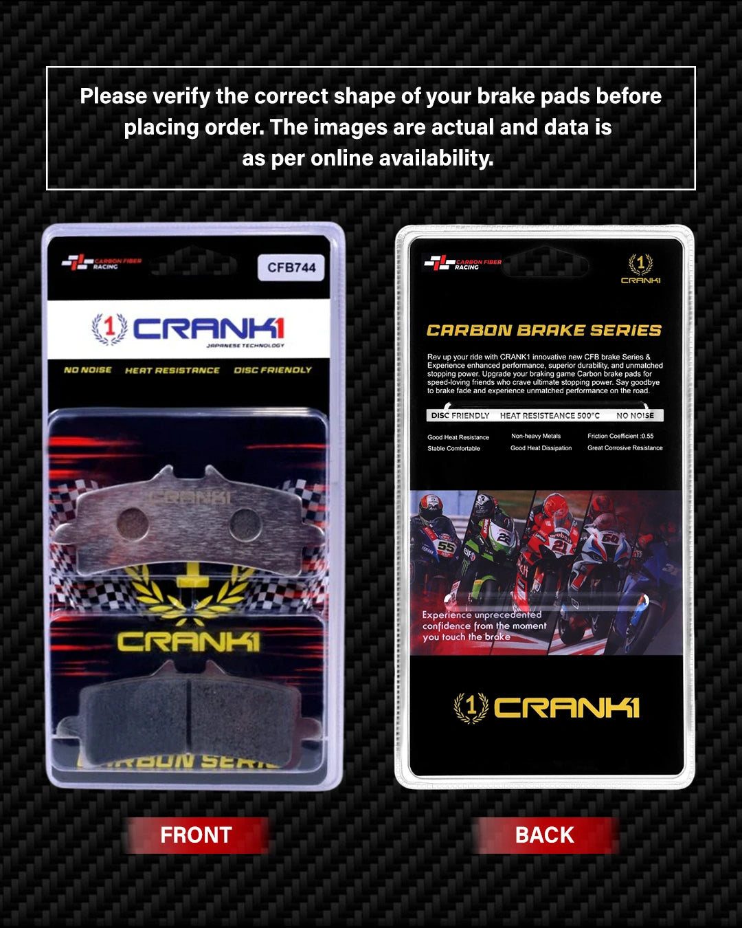 Carbon Brake Pads For Aprilia Tuono V4 1100 Factory (2017-2020) - Front - CFB744 - 2 Sets