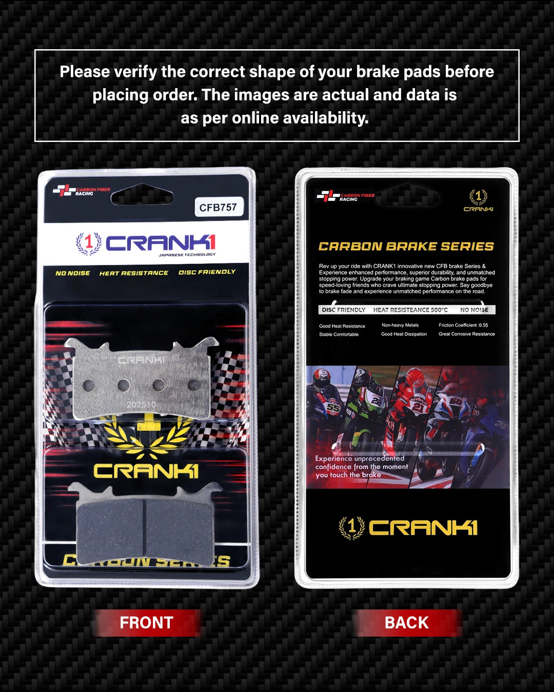 Carbon Brake Pads For BMW M 1000 RR ABS (2021-2024) - Front - CFB757 - 2 Sets