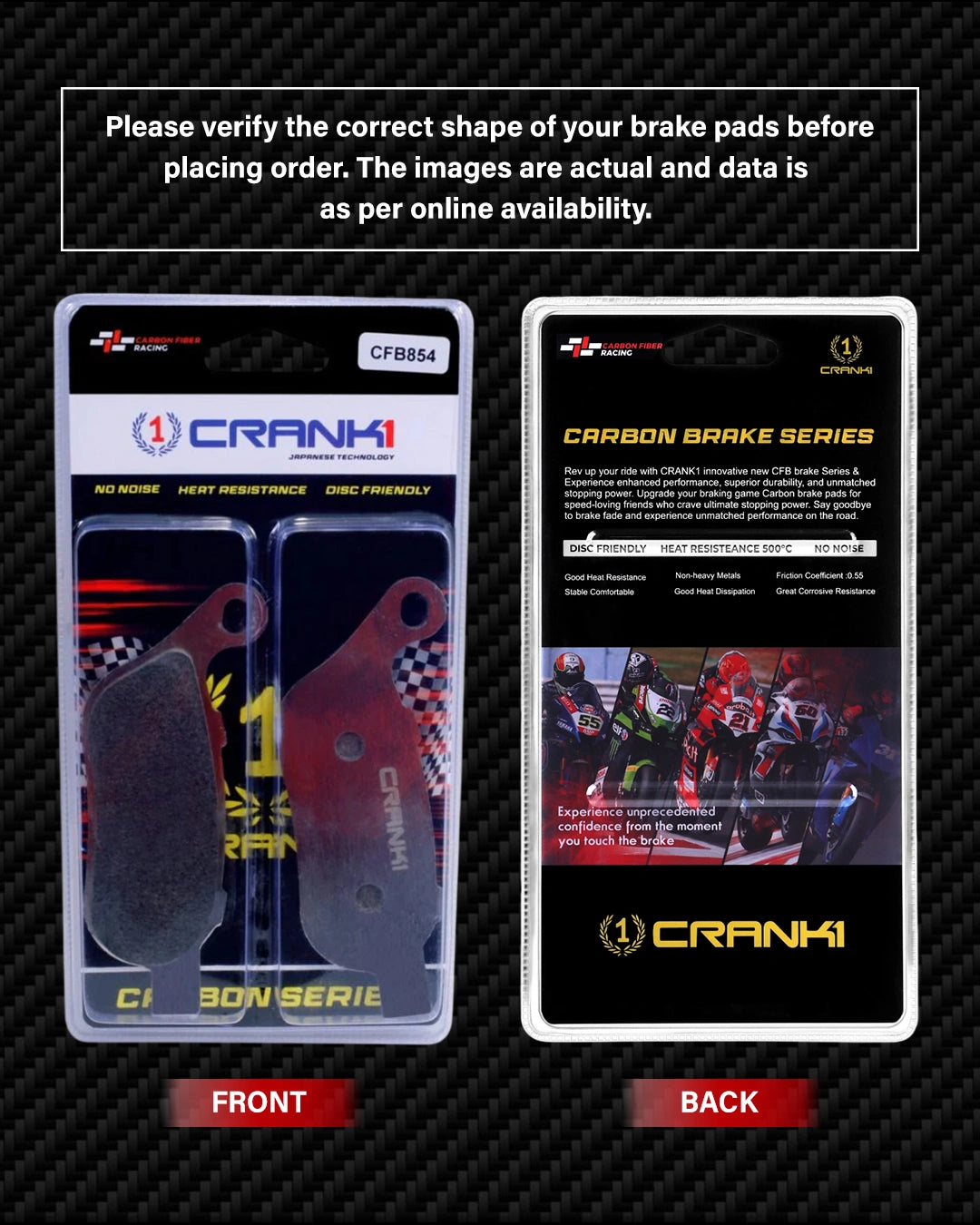 Carbon Brake Pads For Harley Davidson Dyna Street Bob (Upto 2018) - Rear - CFB854