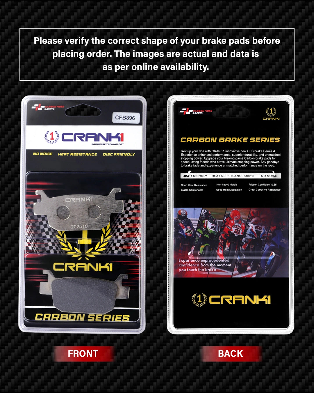 Carbon Brake Pads For Benelli 302R (2018-2020) - Rear - CFB896