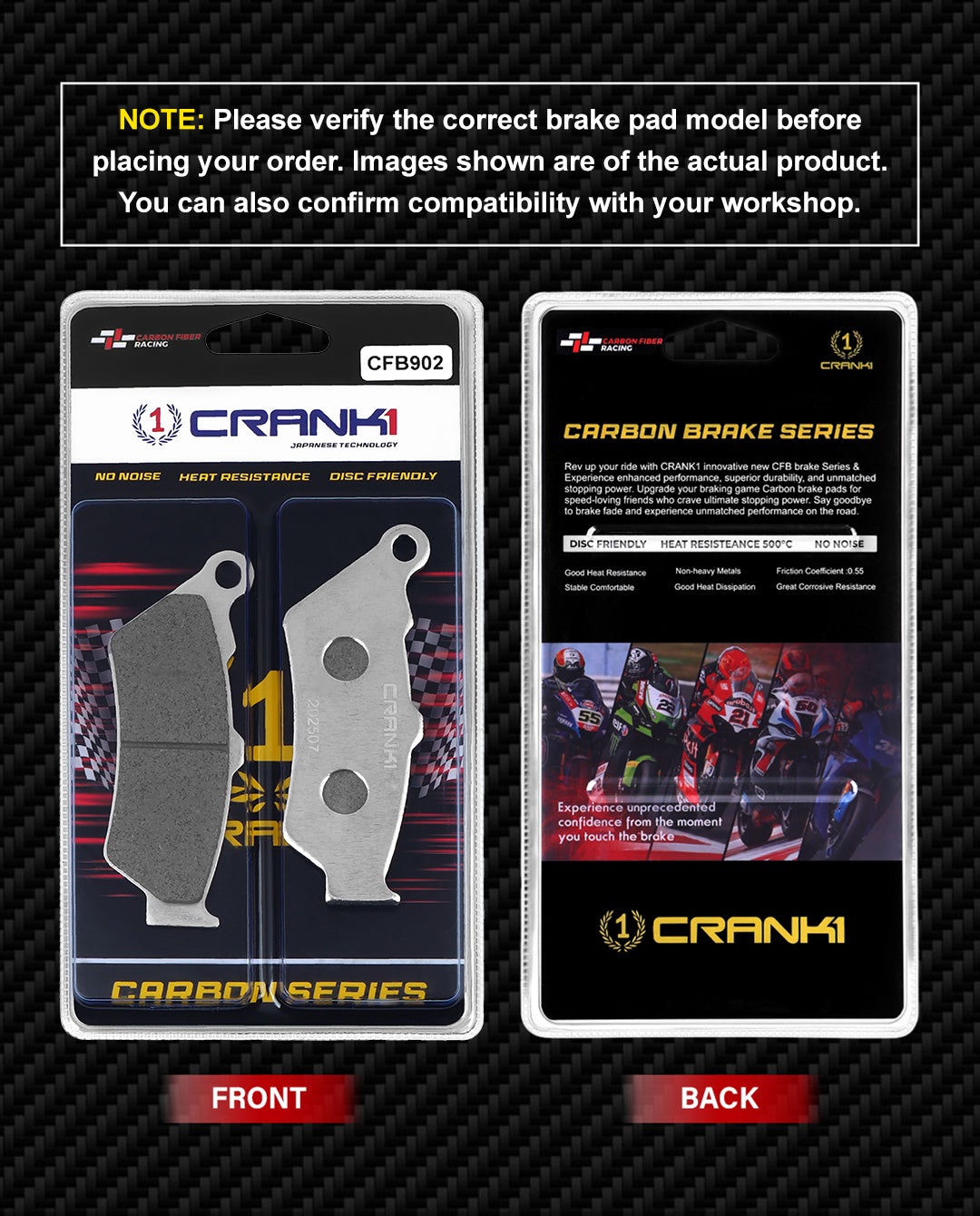 Carbon Brake Pads For Triumph Speed T4 - Front - CFB902 - 1 Set