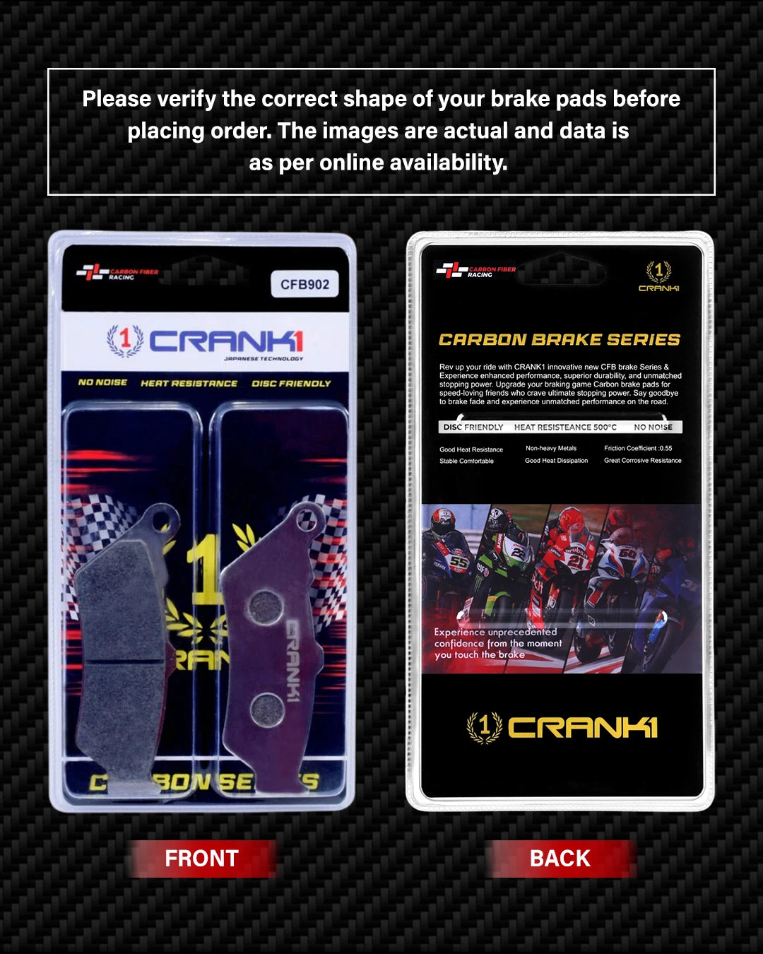 Carbon Brake Pads For Indian Scout (2017-2021) - Front - CFB902