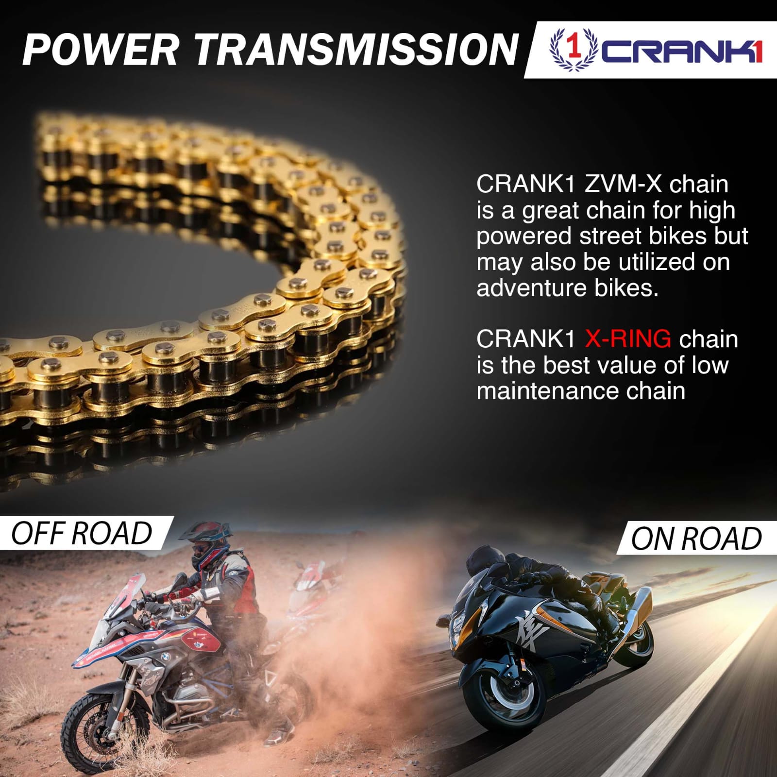 がみ Chain For Kawasaki Ninja ZX-10R (2008-2010) - 525 Pitch x 110 Links Go