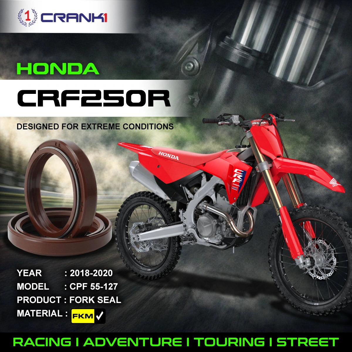 Fork Oil Seals Pair For Honda CRF250R (2018-2020) - CPF55-127