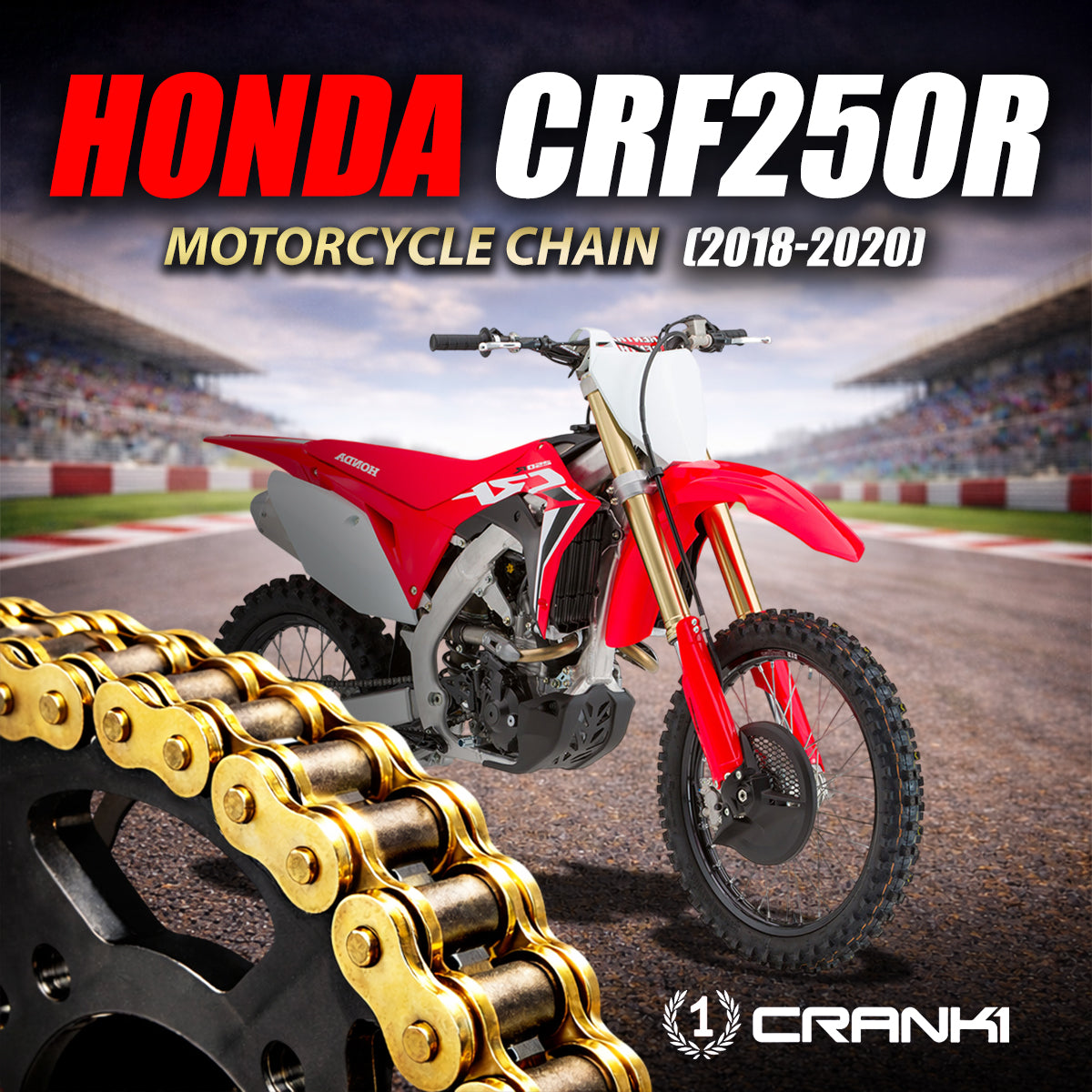 Chain For Honda CRF 250R (2018-2020) - 520 Pitch x 114 Links Gold (ZVMX)
