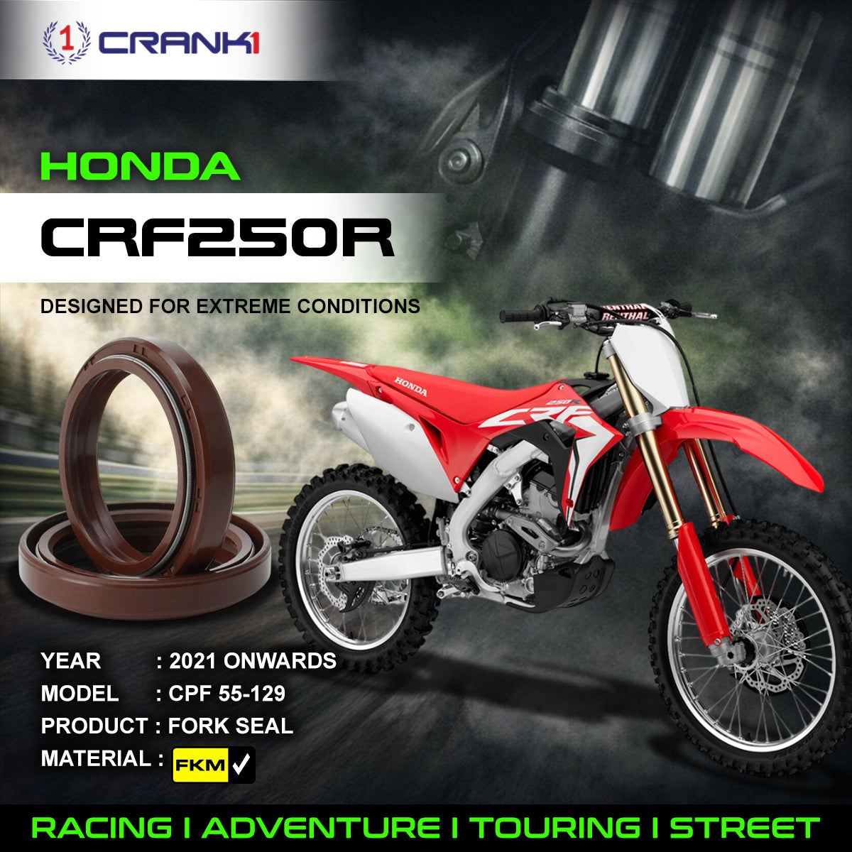 Fork Oil Seals Pair For Honda CRF250R (2021 Onwards) - CPF55-129