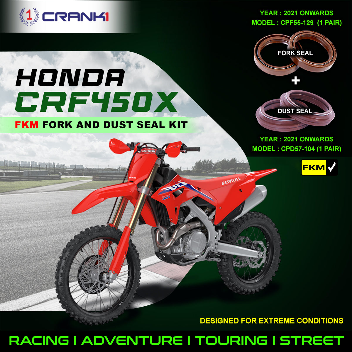 Fork And Dust Seals Kit For Honda CRF450X (2021 Onwards)