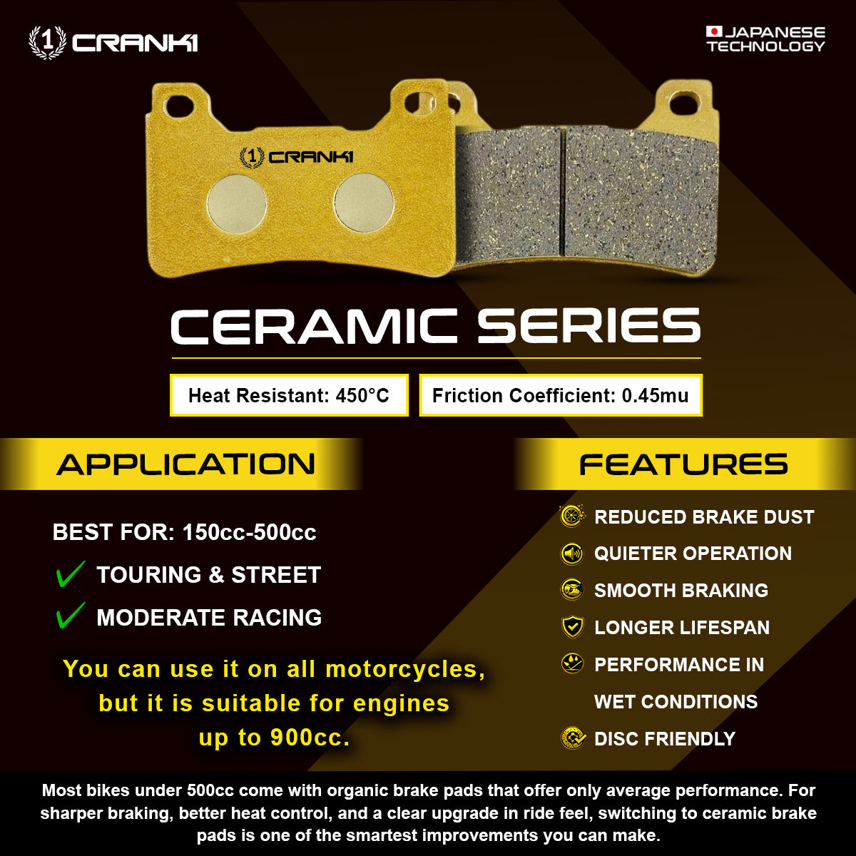 Ceramic Brake Pads For KTM 390 Adventure (2025 Onwards) - Front - CRM8