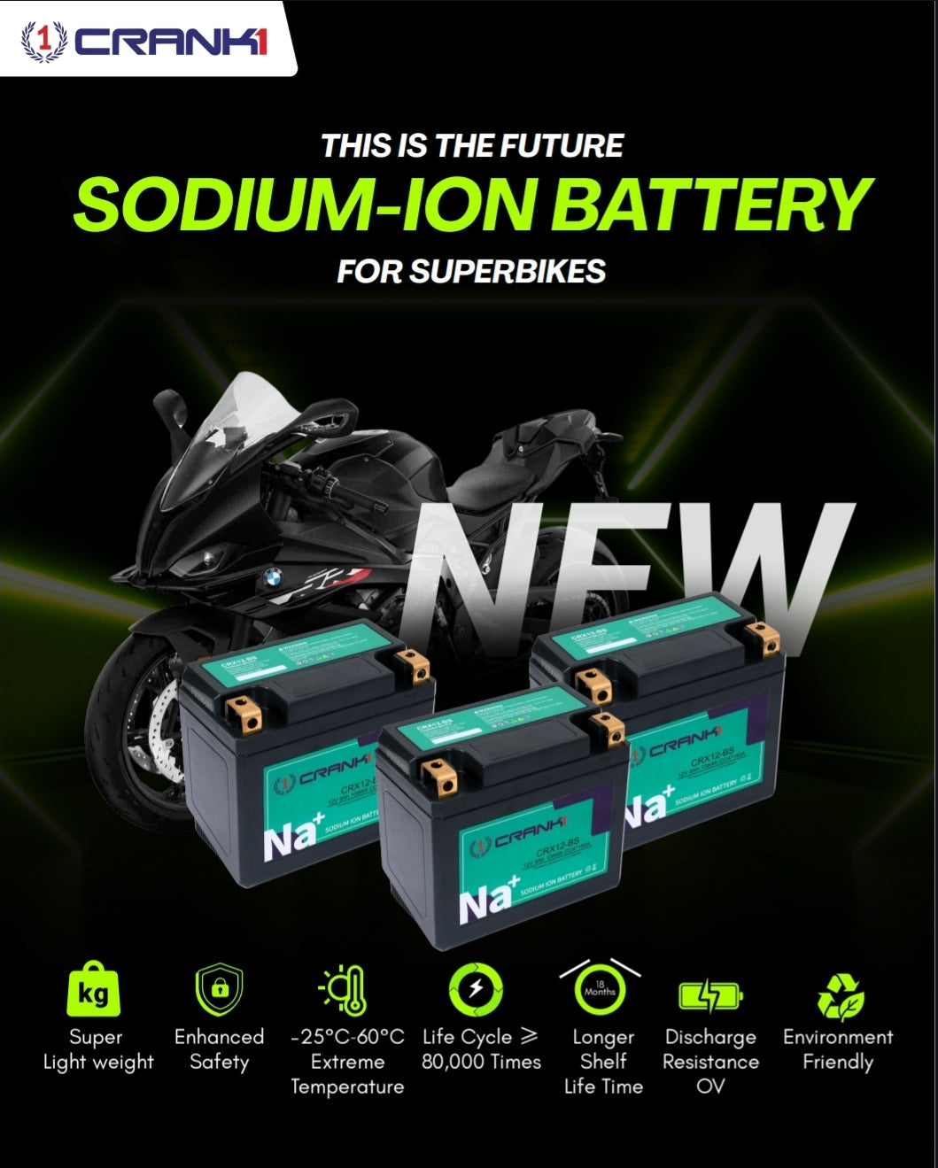 Battery For Yamaha YZF R1 (2004-2014) - CRX10S - Sodium-Ion - Factory Activated