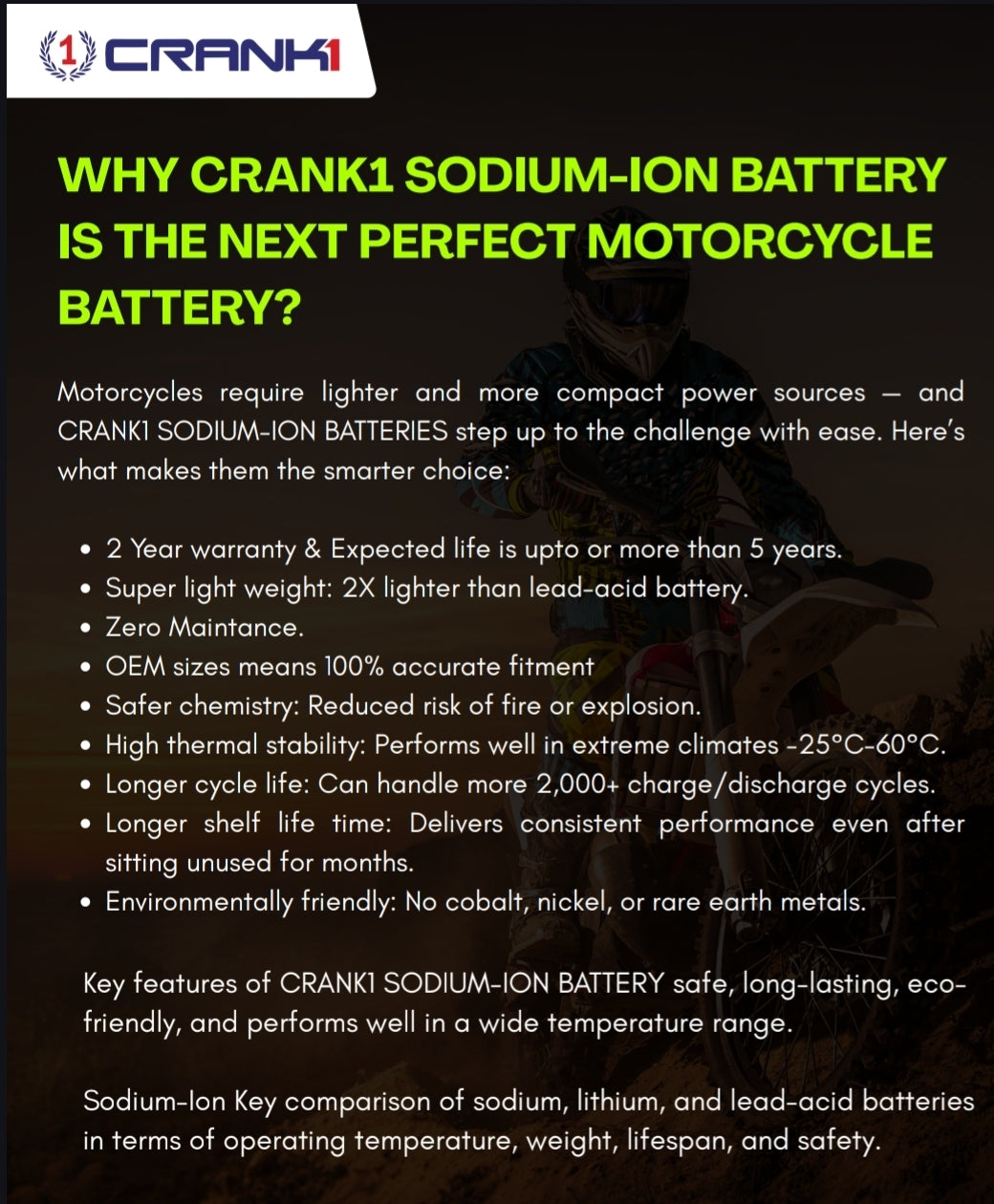 Battery For Yamaha YZF R1 (2004-2014) - CRX10S - Sodium-Ion - Factory Activated