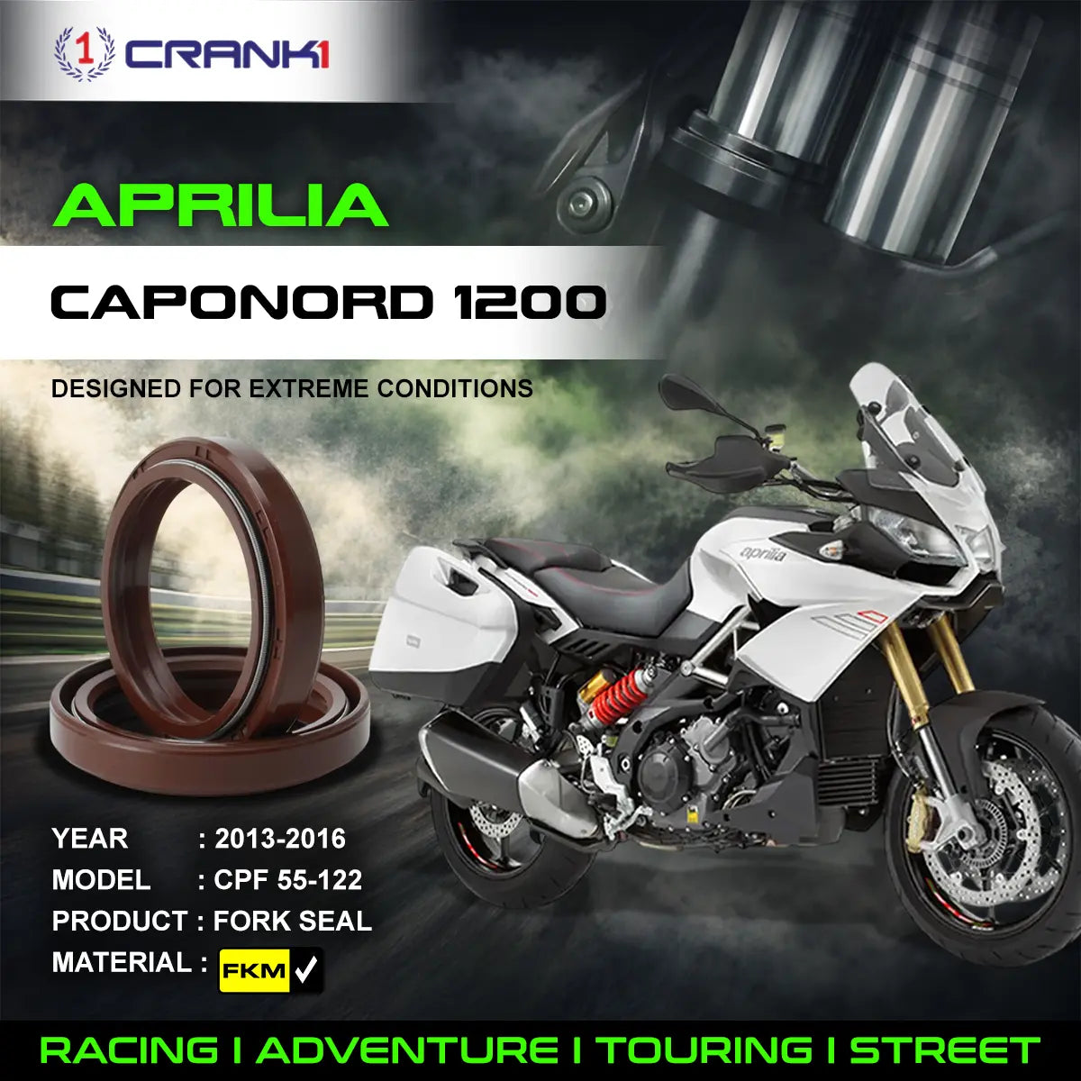 Fork Oil Seals Pair For Aprilia Caponord 1200 (2013-2016) - CPF55-122