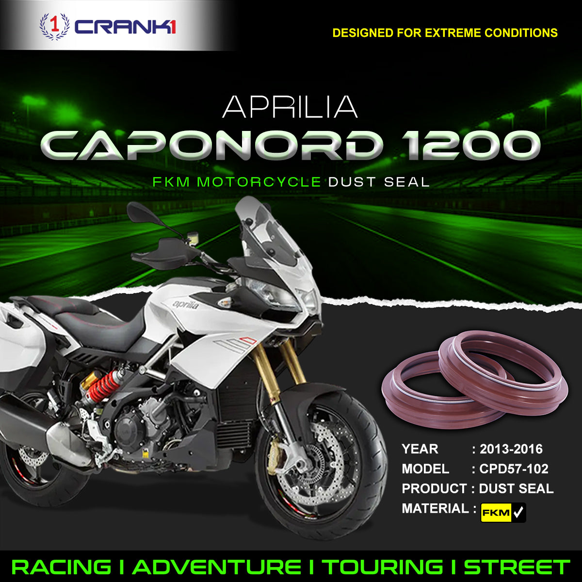 Fork Dust Seals Pair For Aprilia Caponord 1200 (2013-2016) - CPD57-102