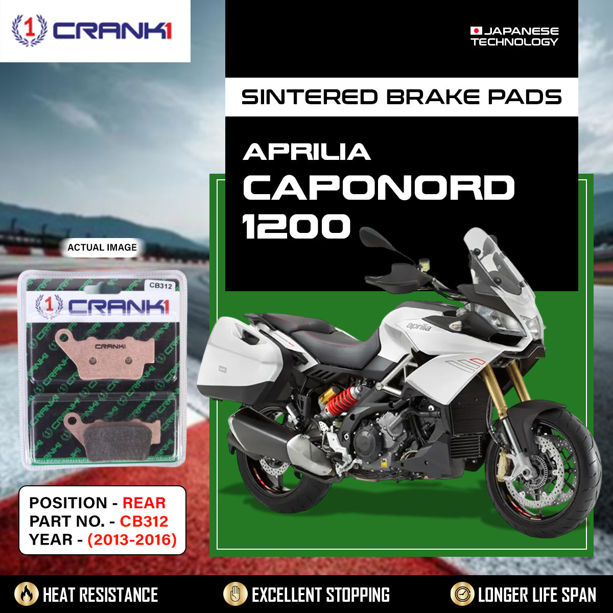 Sintered Brake Pads For Aprilia Caponord 1200 (2013-2016) - Rear - CB312