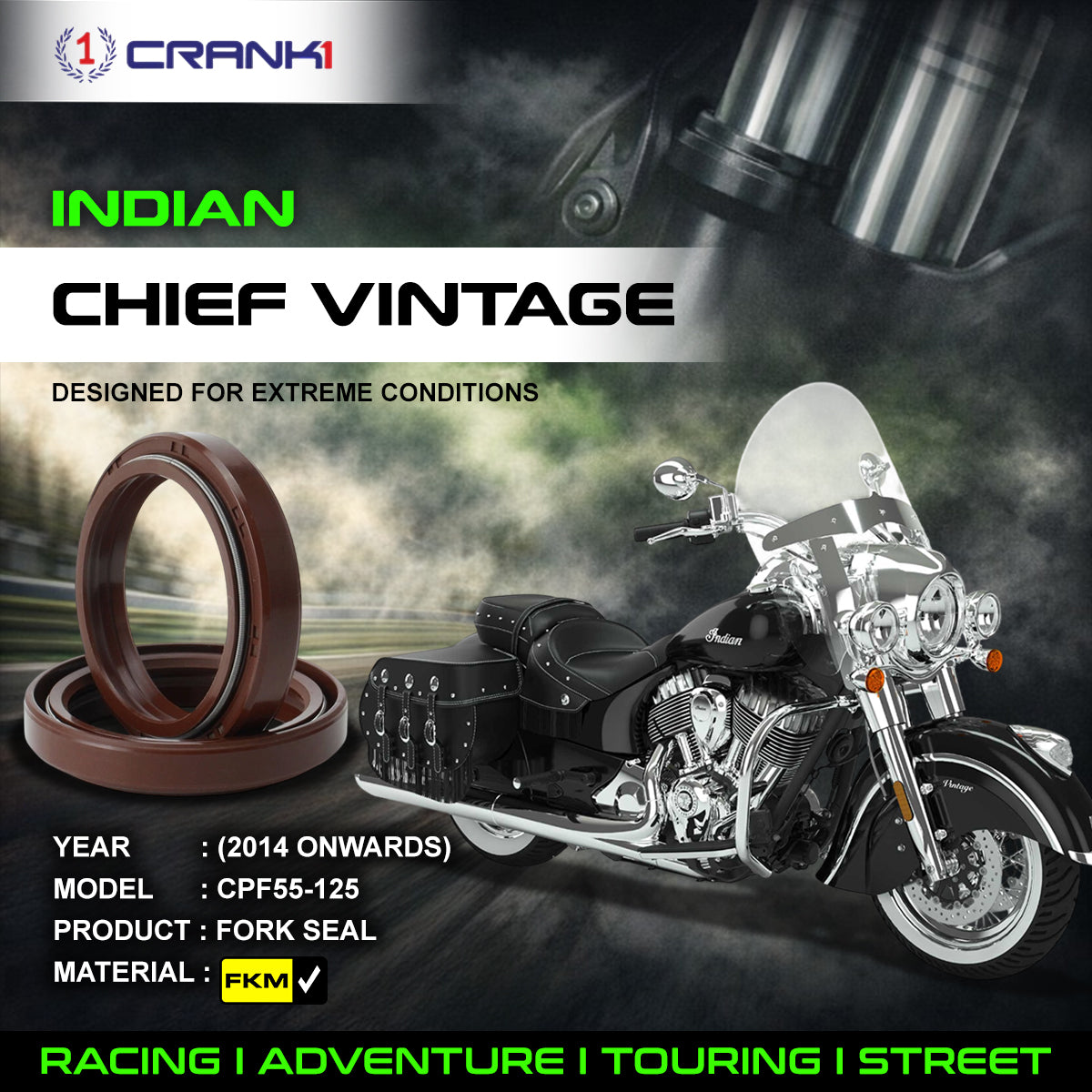 Fork Oil Seals Pair For Indian Chief Vintage (2014 Onwards) - CPF55-125