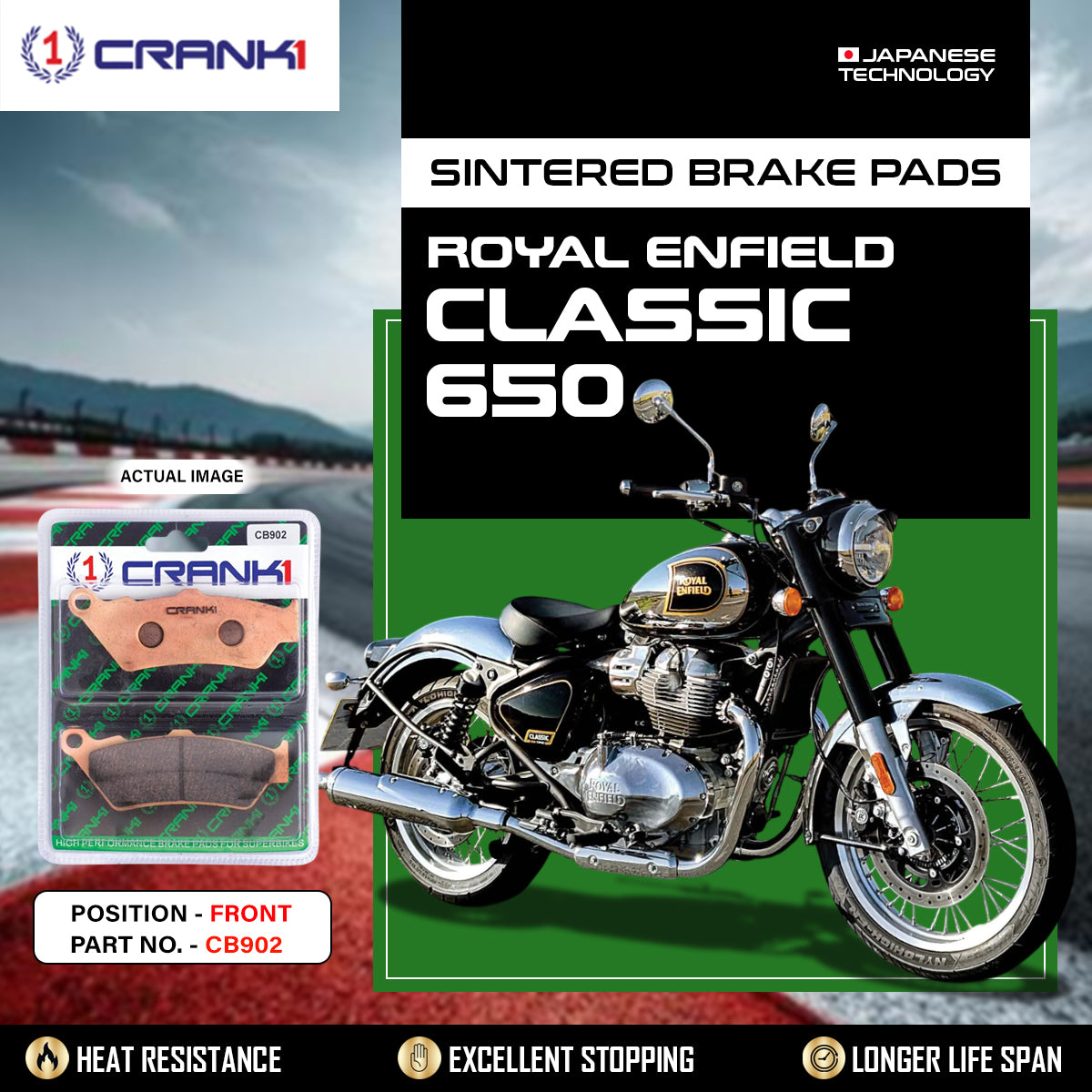 Sintered Brake Pads For Royal Enfield Classic 650 - Front - CB902