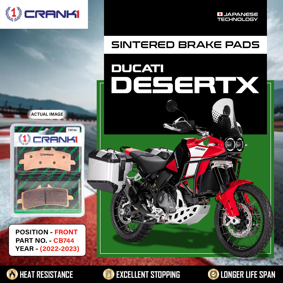 Sintered Brake Pads For Ducati Desert X (2022-2023) - Front - CB744