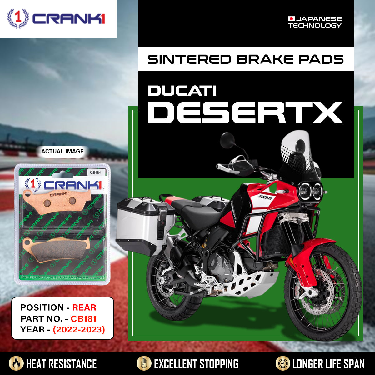 Sintered Brake Pads For Ducati Desert X (2022-2023) - Rear - CB181