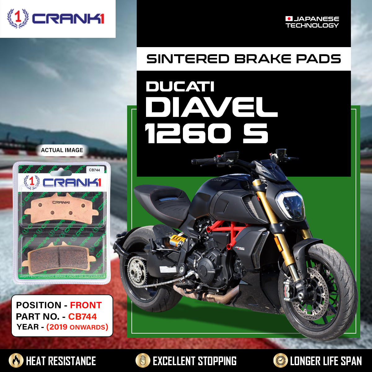 Sintered Brake Pads For Ducati Diavel 1260 S (2019 Onwards) - Front - CB744 - 2 Sets