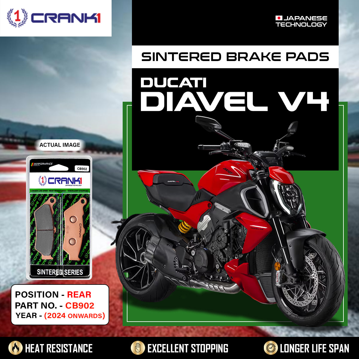 Sintered Brake Pads For Ducati Diavel V4 (2024 Onwards) - Rear - CB902 - 1 Set