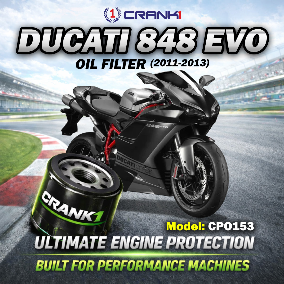 Oil Filter For Ducati 848 EVO (2011-2013) - CPO153