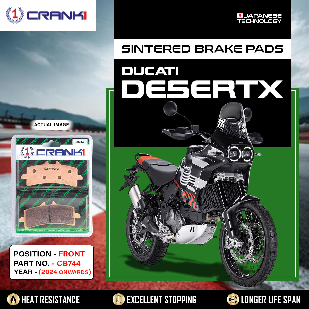 Sintered Brake Pads For Ducati DesertX (2024 Onwards) - Front - CB744 - 1 Set