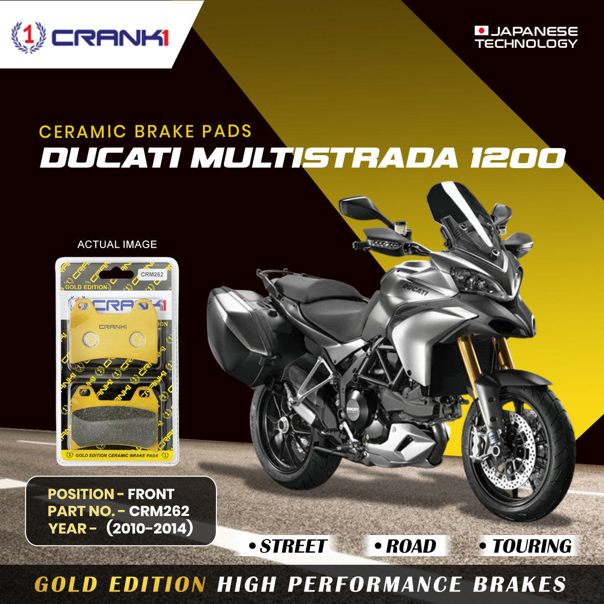 Ceramic Brake Pads For Ducati Multistrada 1200 (2010-2014) - Front - CRM262 - 2 Sets