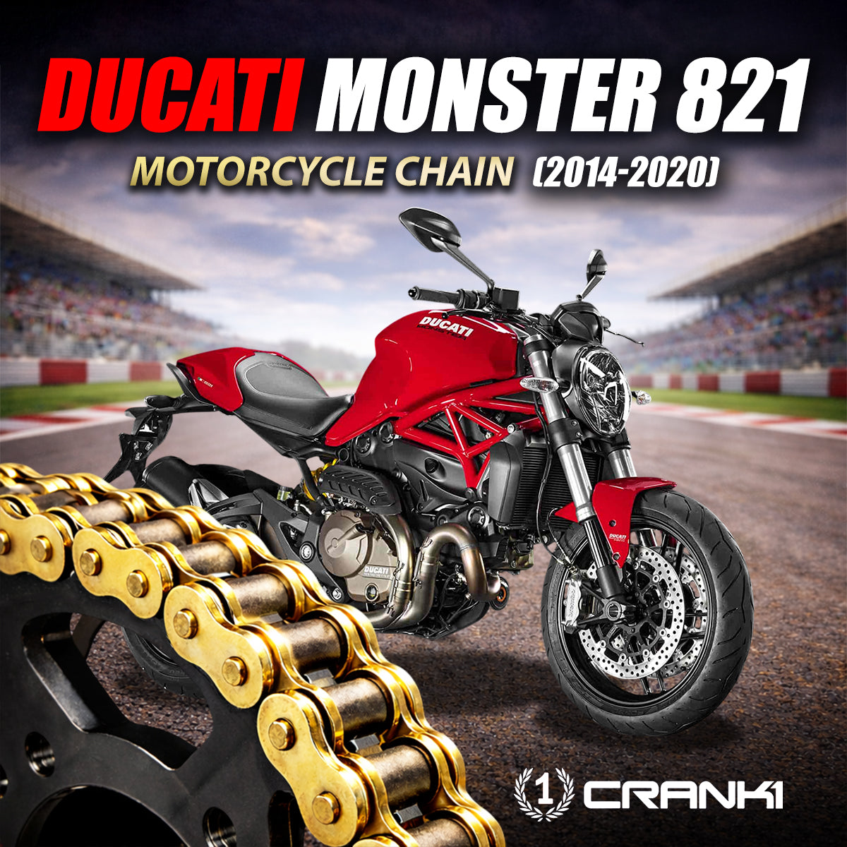 Chain For Ducati Monster 821 (2014-2020) - 520 Pitch x 108 Links Gold (ZVMX)