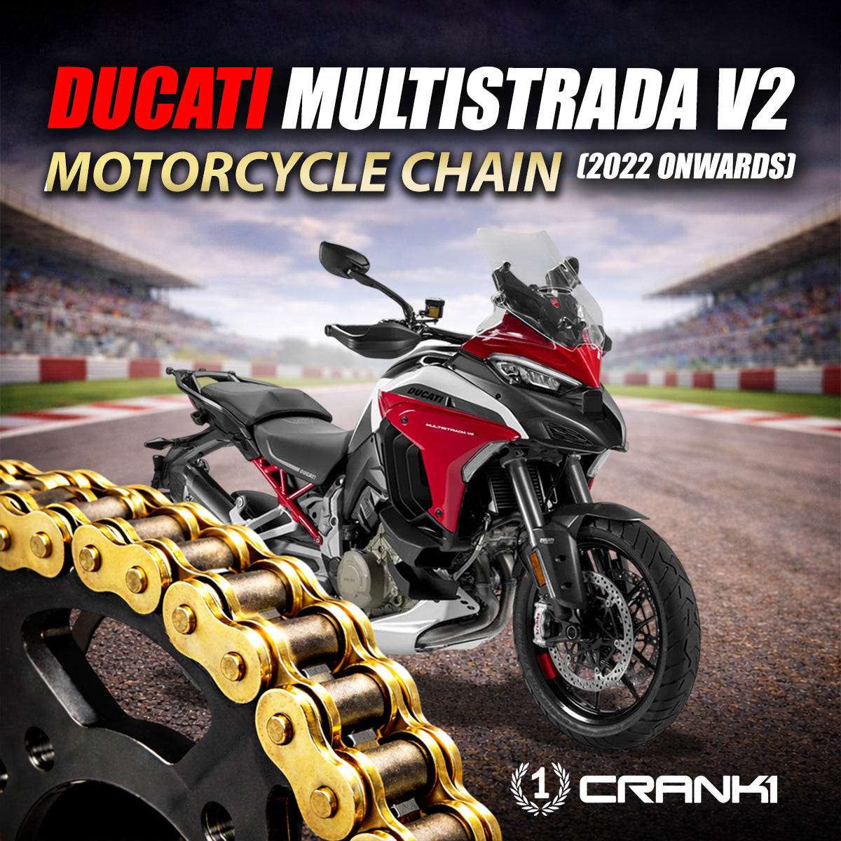 Chain For Ducati Multistrada V2 (2022 Onwards) - 525 Pitch x 114 Links Gold (ZVMX)