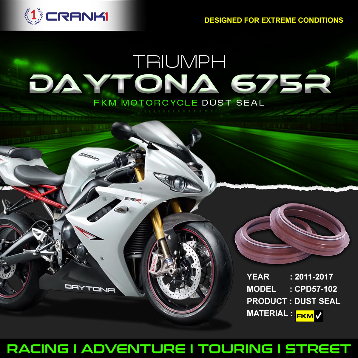 Fork Dust Seals Pair For Triumph Daytona 675R (2011-2017) - CPD57-102
