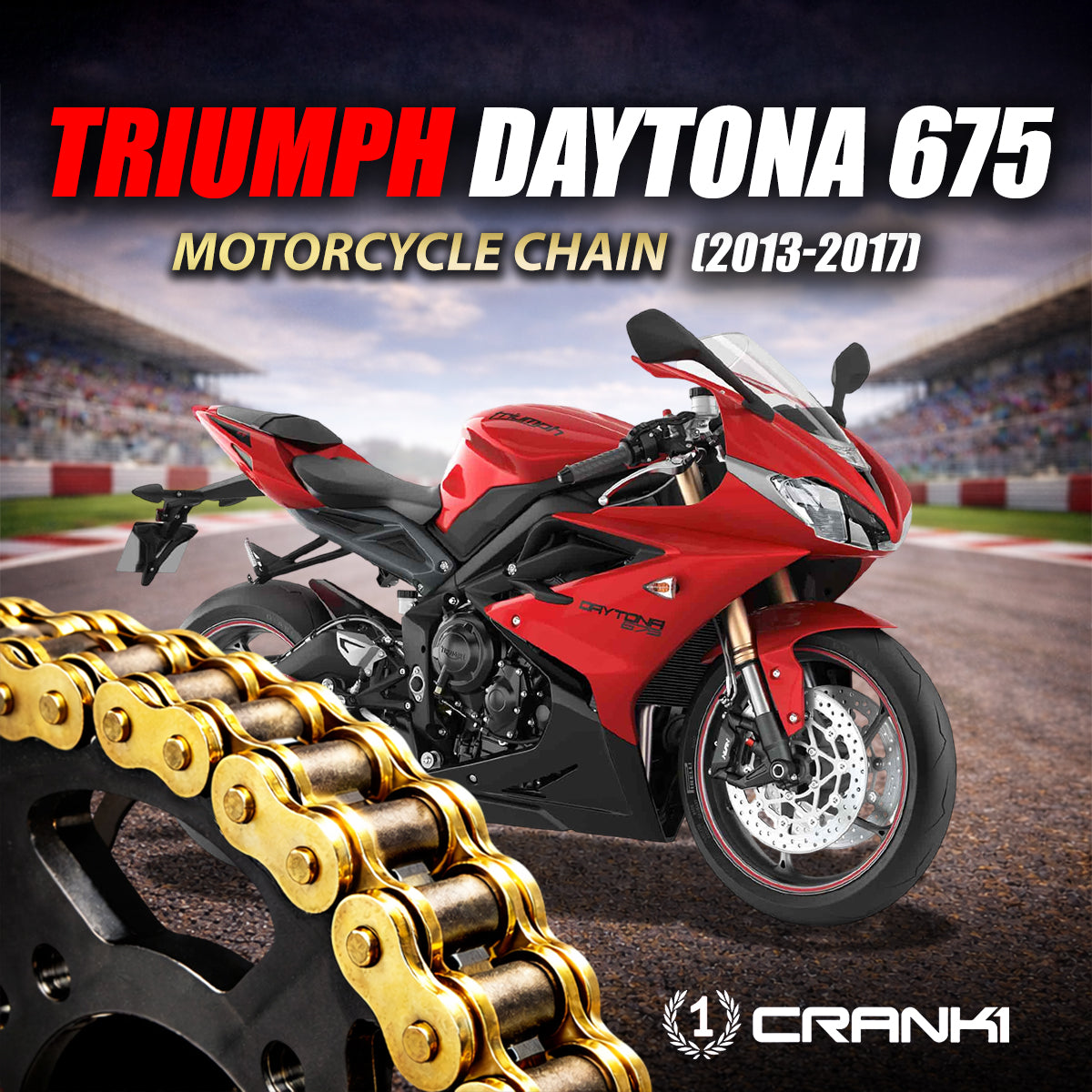 Chain For Triumph Daytona 675 (2013-2017) - 525 Pitch x 116 Links Gold (ZVMX)