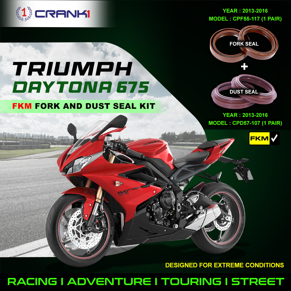 Fork And Dust Seals Kit For Triumph Daytona 675 (2013-2016)