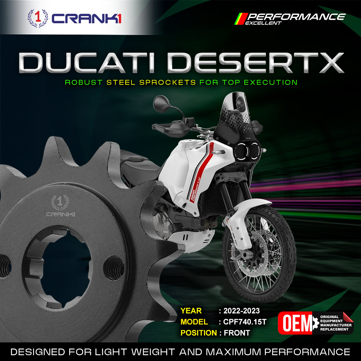 Sprocket For Ducati Desert X (2022-2023) - Front - CPF740.15T