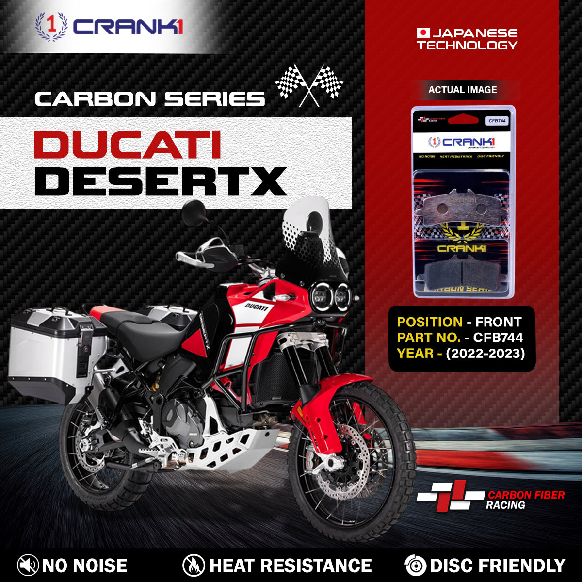 Carbon Brake Pads For Ducati DesertX (2022-2023) - Front - CFB744
