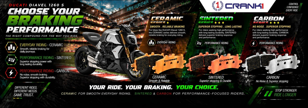 Ceramic Brake Pads For  Ducati  Diavel 1260 S	 (2019 Onwards) - Front - CRM1309 - 2 Sets | Smooth Braking | Heat Resistant | Long Life | Disc Friendly