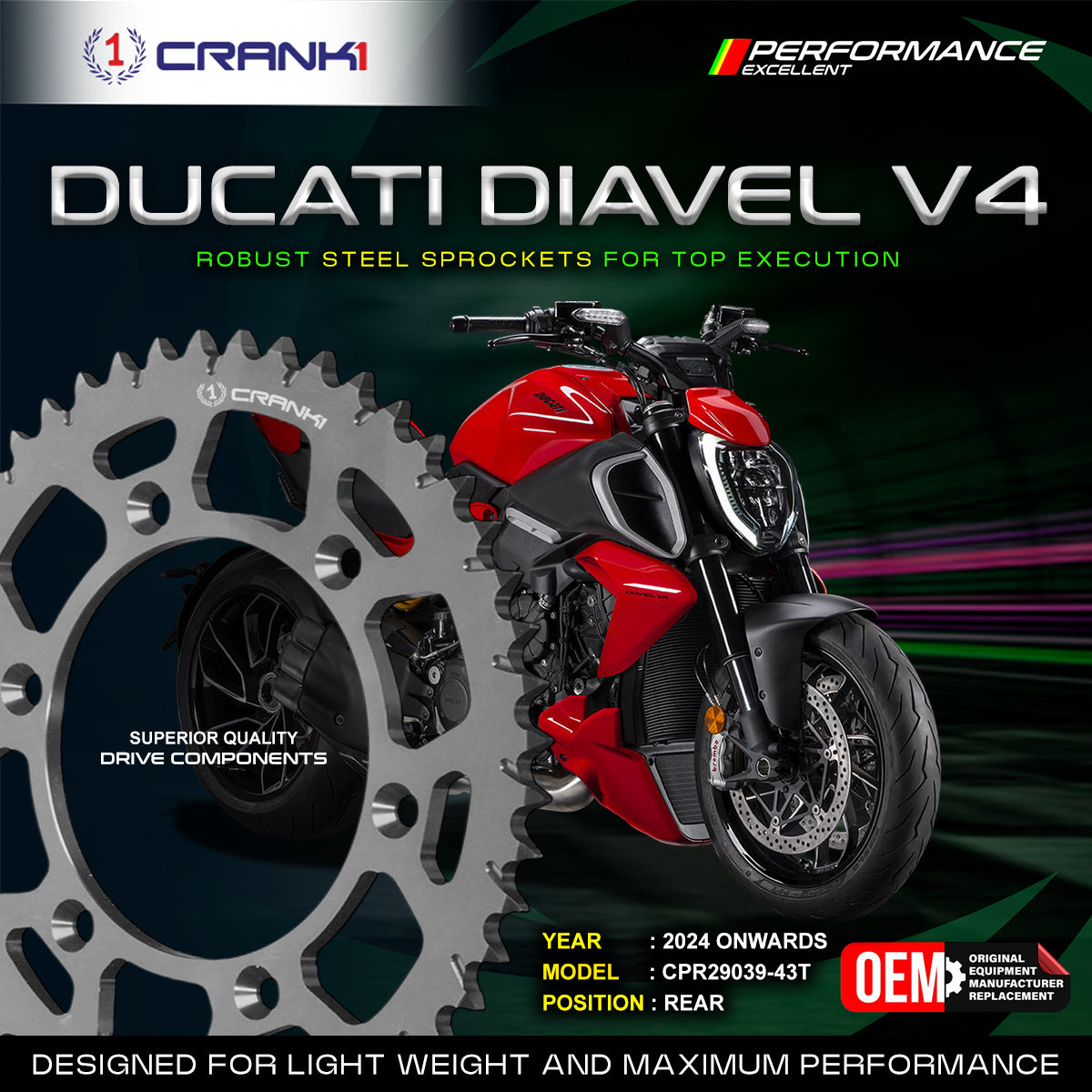 Sprocket For Ducati Diavel V4 (2024 Onwards) - Rear - CPR29039-43T